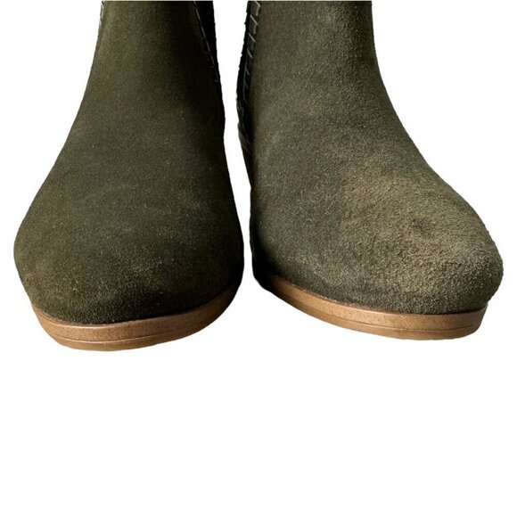 Jack Rogers NEW Green Suede Leather Booties Leather Strap Trim Women's Size 6 - Picture 5 of 11